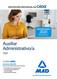 AUXILIAR ADMINISTRATIVO/A DE LA DIPUTACION PROVINCIAL DE CADIZ. TEST