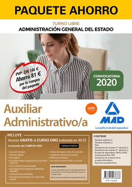 PAQUETE AHORRO AUXILIAR ADMINISTRATIVO DE LA ADMINISTRACIN GENERAL DEL ESTADO (