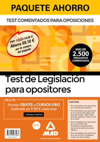 PAQUETE AHORRO TEST DE LEGISLACION PARA OPOSITORES. AHORRA 69,10 (INCLUYE TEST