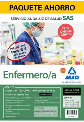 PAQUETE AHORRO Y TEST ONLINE GRATIS ENFERMERO/A DEL SERVICIO ANDALUZ DE SALUD. A