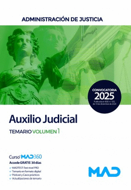 CUERPO DE AUXILIO JUDICIAL. TEMARIO GENERAL 1. 2025