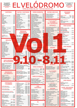 LES CARTES DEL BAR VEL�DROMO