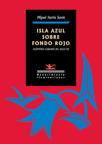 ISLA AZUL SOBRE FONDO ROJO