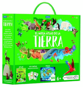 LA TIERRA EL MEGA ATLAS DE LA TIERRA PUZLE DE 500 PIEZAS CON UN ATLAS Y 40 CASTAS PREGUNTA-RESPUESTA