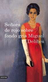 SE�ORA DE ROJO SOBRE FONDO GRIS