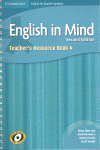 ENGLISH IN MIND FOR SPANISH SPEAKERS LEVEL 4 TEACHER'S RESOURCE BOOK WITH CLASS