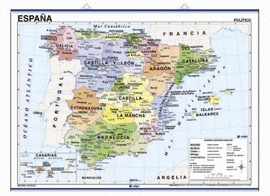 MAPA MURAL ESPA�A, F�SICO / POL�TICO