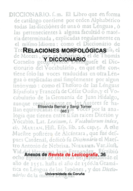 RELACIONES MORFOL�GICAS Y DICCIONARIO.N�36