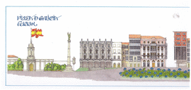 LAMINA DE LA PLAZA DE GALICIA DE FERROL 42 X 29 CENT�METTROS FIRMADA POR EL AUTOR CHENCHO PARDO VALD�S