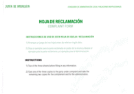 LIBRO HOJA DE RECLAMACION BILINGE ESPAOL INGLS JUNTA DE ANDALUCA COMPLAINT FORM