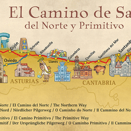 MAPA DEL CAMINO DE SANTIAGO PRIMITIVO Y DEL NORTE