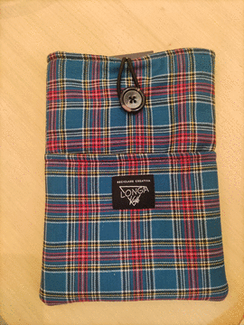 BOLSA PORTALIBROS BLUE TARTAN PEQUE�A. BY LONGA VIDA