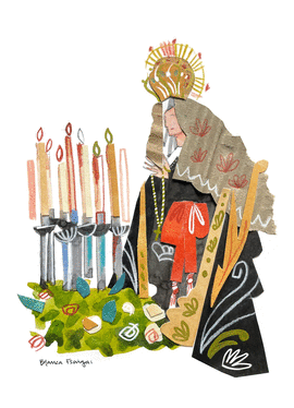 LMINA SEMANA SANTA FERROL 17X13. VIRGEN DE DOLORES. BLANCA ESCRIGAS